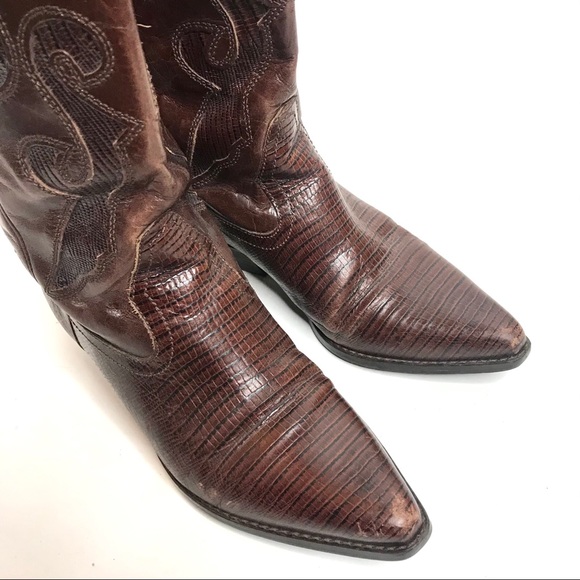 NINE WEST Vintage Cowboy Leather Boots 7.5 - Picture 11 of 13
